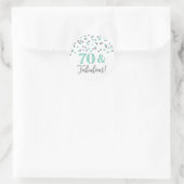 70 & Fabulous Birthday Turquoise Silver Confetti Ronde Sticker (Tas)