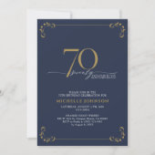 70- & Fabulous Blue- en Gold-kalligrafie op zaterd Kaart (Voorkant)