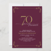 70 & Fabulous Burgundy White en Gold Birthday Kaart (Voorkant)