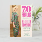 70 & Fabulous Chic Verticale Foto 70e Verjaardag Kaart (Staand voorkant)