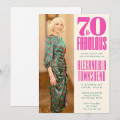 70 & Fabulous Chic Verticale Foto 70e Verjaardag Kaart (Voorkant / Achterkant)