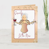 70 Fabulous Elegant Cartoon Rode Wijn Verjaardag Kaart (Voorkant)