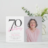 70 & Fabulous Foto Roze Script Verjaardagsfeestje Kaart (Staand voorkant)