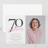 70 & Fabulous Foto Roze Script Verjaardagsfeestje Kaart (Voorkant / Achterkant)