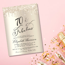 70 Fabulous Gold Glitter 70th Birthday Party Kaart