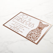 70 & Fabulous Gold Gown Retro 70th Birthday Folie Uitnodiging (Gedraaid)