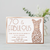70 & Fabulous Gold Gown Retro 70th Birthday Folie Uitnodiging (Staand Voorkant)