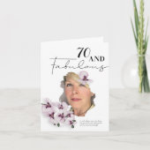 70 & Fabulous Orchid Photo Birthday Greeting Card Kaart (Voorkant)