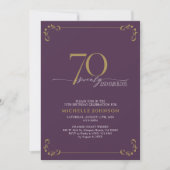 70 & Fabulous Paars & Gold Calligraphy Birthday Kaart (Voorkant)