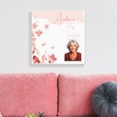 70 & Fabulous Roze Glitter Bloemen Foto Verjaardag Canvas Afdruk (Insitu (Woonkamer))
