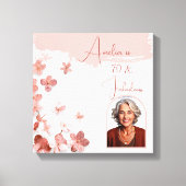 70 & Fabulous Roze Glitter Bloemen Foto Verjaardag Canvas Afdruk (Voorkant)