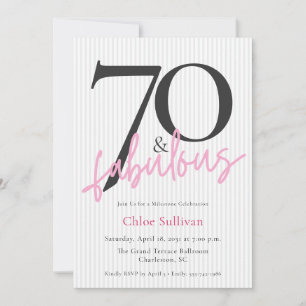 70 & Fabulous Roze Script 70ste Verjaardagsfeestje Kaart