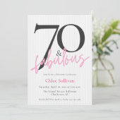 70 & Fabulous Roze Script 70ste Verjaardagsfeestje Kaart (Staand voorkant)