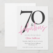 70 & Fabulous Roze Script 70ste Verjaardagsfeestje Kaart (Voorkant / Achterkant)