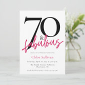 70 & Fabulous Roze Script Chic Verjaardagsfeestje Kaart (Staand voorkant)