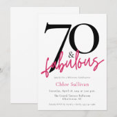 70 & Fabulous Roze Script Chic Verjaardagsfeestje Kaart (Voorkant / Achterkant)