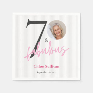 70 & Fabulous Roze Script Foto Verjaardagsfeest Servet