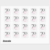70 & Fabulous Roze Script Verjaardagsfeest Vierkante Sticker (Vel)