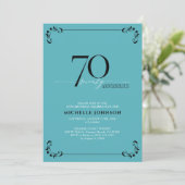70 & Fabulous Turquoise Black & White Birthday Kaart (Staand voorkant)