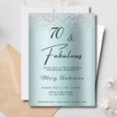 70 Fabulous Turquoise Glitter Diamond Verjaardag Kaart