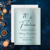 70 Fabulous Turquoise Glitter Diamond Verjaardag Kaart