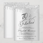 70 Fabulous Zilveren Glitter Verjaardagsfeestje Kaart (Voorkant / Achterkant)