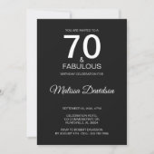 70 & Fabulous Zwart Elegant Uitnodiging (Voorkant)