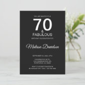 70 & Fabulous Zwart Elegant Uitnodiging (Staand voorkant)