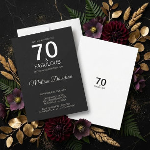 70 & Fabulous Zwart Elegant Uitnodiging
