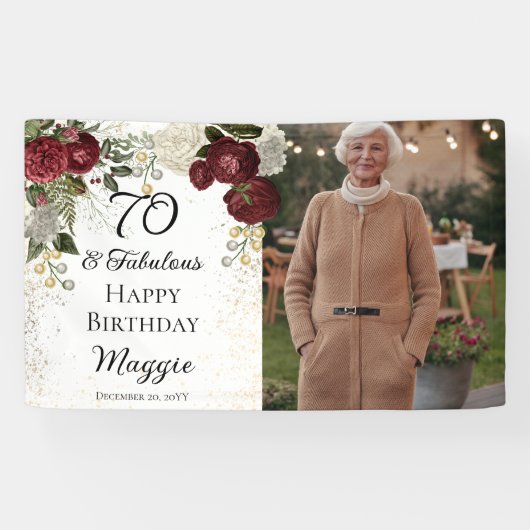70. Floral Birthday Party (Roos van Fabulous Glam) Spandoek (Horizontaal)
