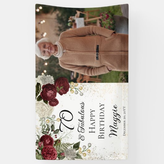 70. Floral Birthday Party (Roos van Fabulous Glam) Spandoek (Verticaal)