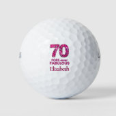 70 FOREVER-ever Fabulous 70th Birthday Roze Bloeme Golfballen (Voorkant)