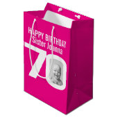 70 foto in de cadeautas voor 0 roze witte verjaard (Voorkant Gekanteld)