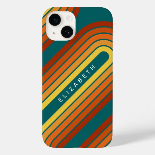 70 Geïnspireerde lijn Kunst zonnerood Oranje gele Case-Mate iPhone Case (Achterkant)