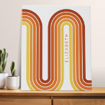 70 Geïnspireerde lijn Kunst zonnerood Oranje gele  Imitatie Canvas Print<br><div class="desc">Een bohemisch gebogen ontwerp met een gestreept patroon en ronde vormen in gele,  oranje en baksteenrode zonnekleuren. Een gewaagd maar minimaal ontwerp met een optioneel gebied om tekst toe te voegen.</div>