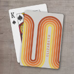 70 Geïnspireerde lijn Kunst zonnerood Oranje gele  Pokerkaarten<br><div class="desc">Een bohemisch gebogen ontwerp met een gestreept patroon en ronde vormen in gele,  oranje en baksteenrode zonnekleuren. Een gewaagd maar minimaal ontwerp met een optioneel gebied om tekst toe te voegen.</div>