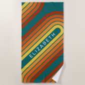 70 Geïnspireerde lijn Kunst zonnerood Oranje gele Strandlaken (Voorkant)