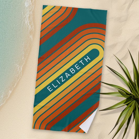 70 Geïnspireerde lijn Kunst zonnerood Oranje gele Strandlaken