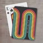 70 Geïnspireerde lijn Kunstblauwe rode Oranje gele Pokerkaarten<br><div class="desc">Een bohemisch gebogen ontwerp met een gestreept patroon en ronde vormen in gele,  oranje en baksteenrode zonnekleuren. Een gewaagd maar minimaal ontwerp met een optioneel gebied om tekst toe te voegen.</div>