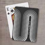 70 Geïnspireerde lijnArt-schaduwen van grijs en zw Pokerkaarten<br><div class="desc">Een bohemisch gebogen ontwerp met een gestreept patroon en cirkelvormige vormen in zwarte en grijze kleuren. Een gewaagd maar minimaal ontwerp met een optioneel gebied om tekst toe te voegen.</div>