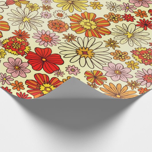 70 geïnspireerde warme bloemdruk cadeaupapier (Hoek)