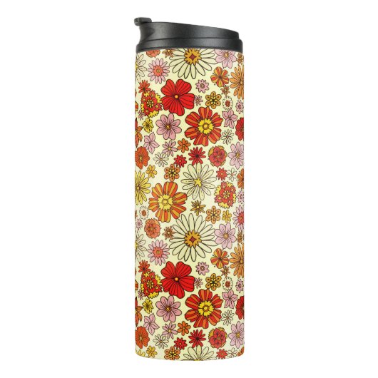 70 geïnspireerde warme bloemdruk thermosbeker (Geroteerd rechts)