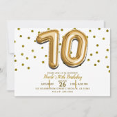 70 gouden ballonnen en Confetti 70ste verjaardagsf Kaart (Voorkant)