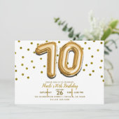 70 gouden ballonnen en Confetti 70ste verjaardagsf Kaart (Staand voorkant)