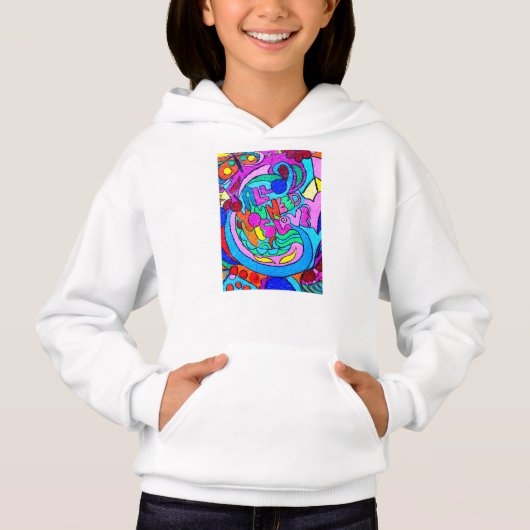 70 hippie liefdeshoodie (Voorkant)