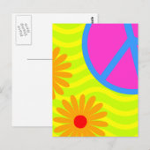 70 Hippie Peace Sign en Flowers Briefkaart (Voorkant / Achterkant)