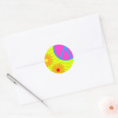 70 Hippie Peace Sign en Flowers Ronde Sticker (Envelop)