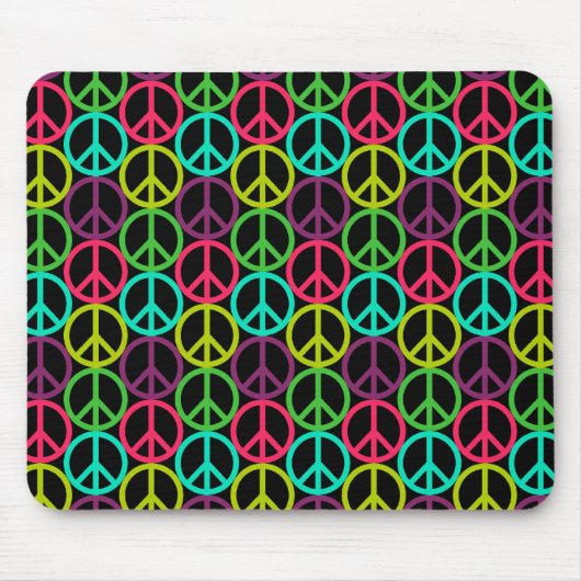 70 Hippie Peace Sign Pattern Muismat (Voorkant)