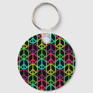 70 Hippie Peace Sign Pattern Sleutelhanger