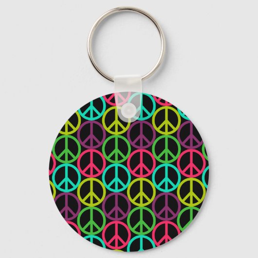 70 Hippie Peace Sign Pattern Sleutelhanger (Voorkant)